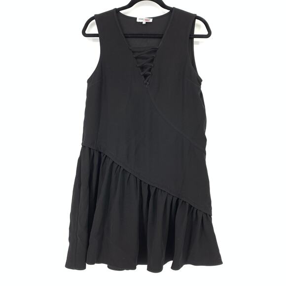 Opening Ceremony Women's Size 8 Black Sleeveless Ruffle Lace Up Mini Shift Dress - Picture 1 of 7